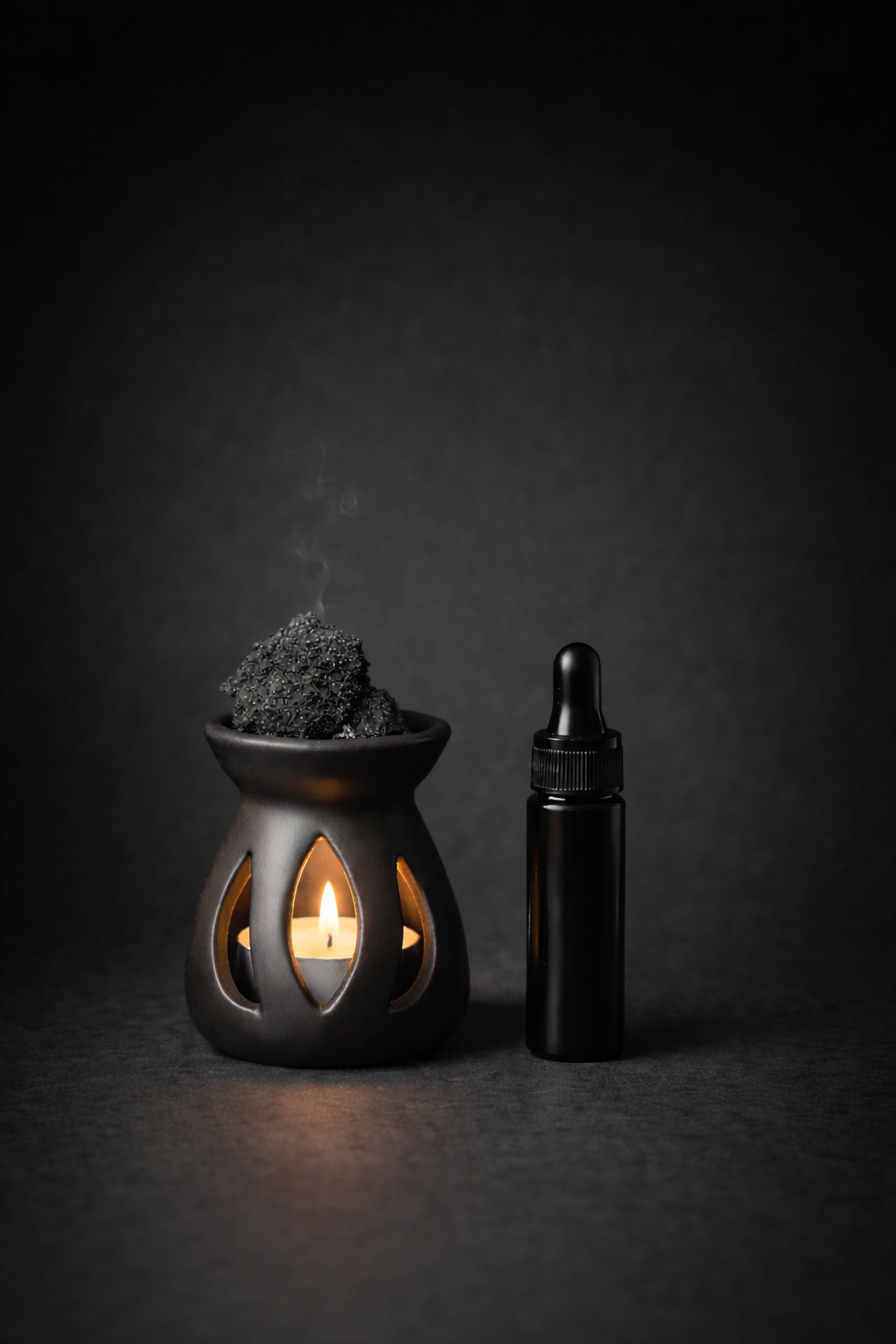 Olíu stjaki og hraunmolar